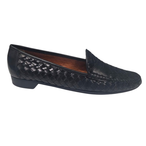 Allen Edmonds St. Lucia Loafers Mens 10.5 B Black Woven Leather Made in Italy - Picture 3 of 13
